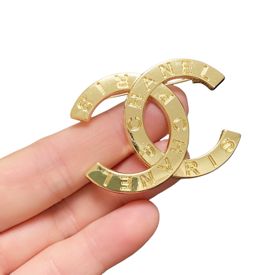 BCB186 Metal Gold cc brooch pin - ccjewelryacc