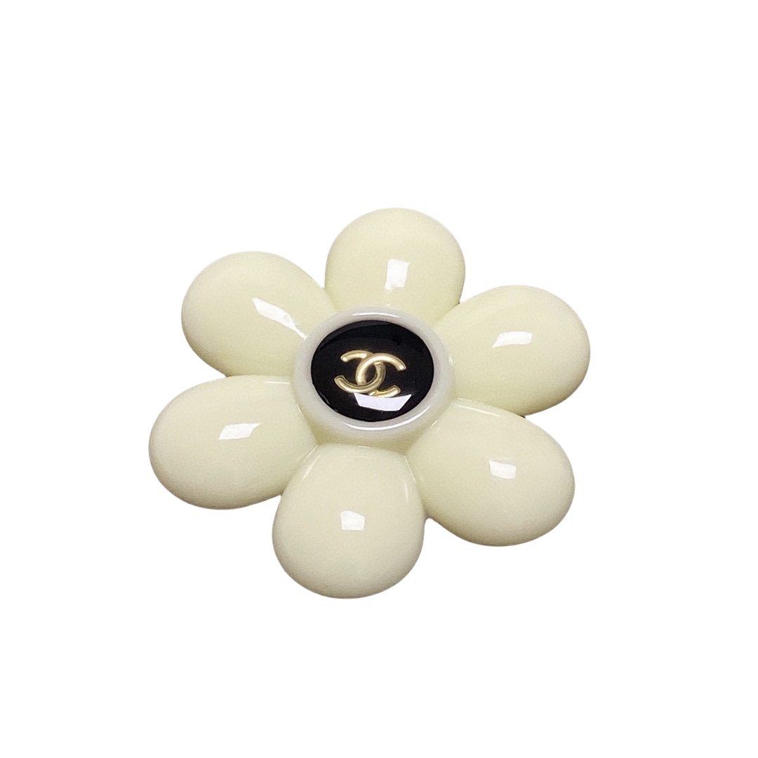 BCB490 Acrylic Flower brooch pin with cc logo - ccjewelryacc