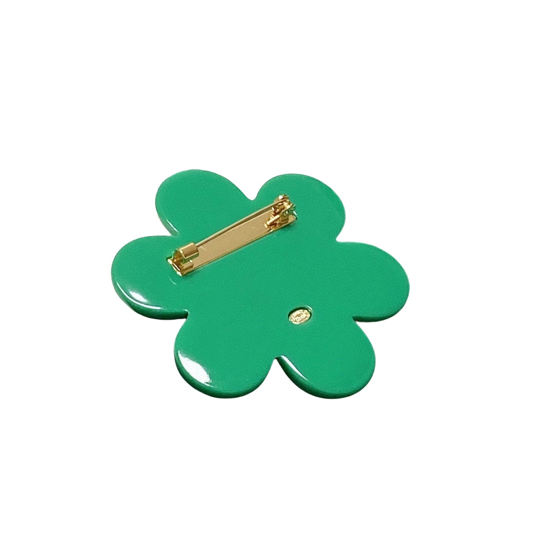 BCB490 Acrylic Flower brooch pin with cc logo - ccjewelryacc