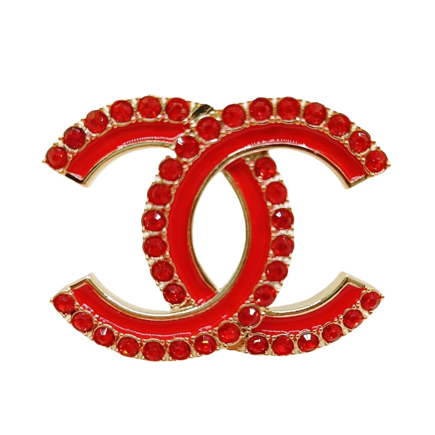 BCB406 Red crystal enamel cc brooch pin - ccjewelryacc