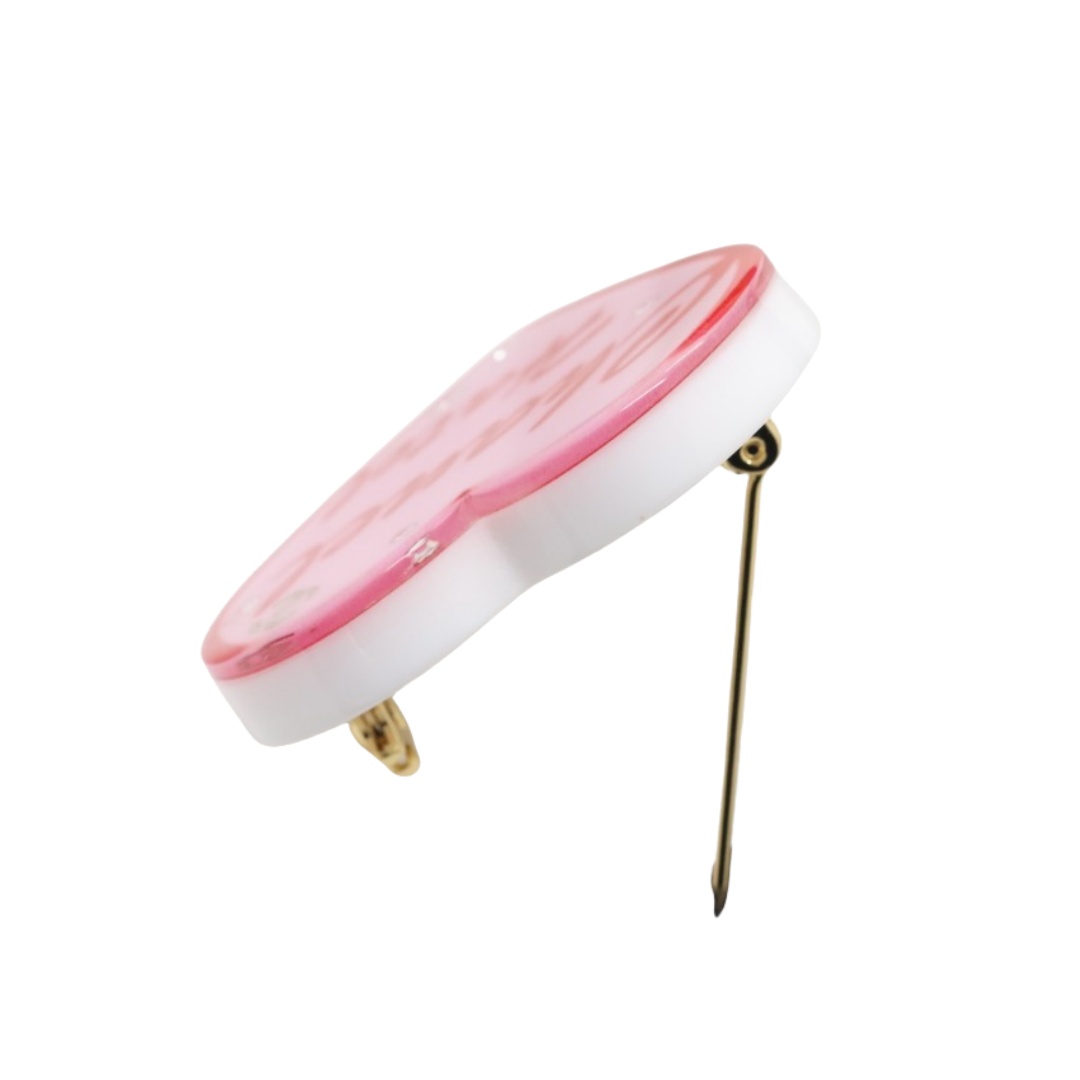 BCB250 Pink Acrylic heart CC brooch pin - ccjewelryacc
