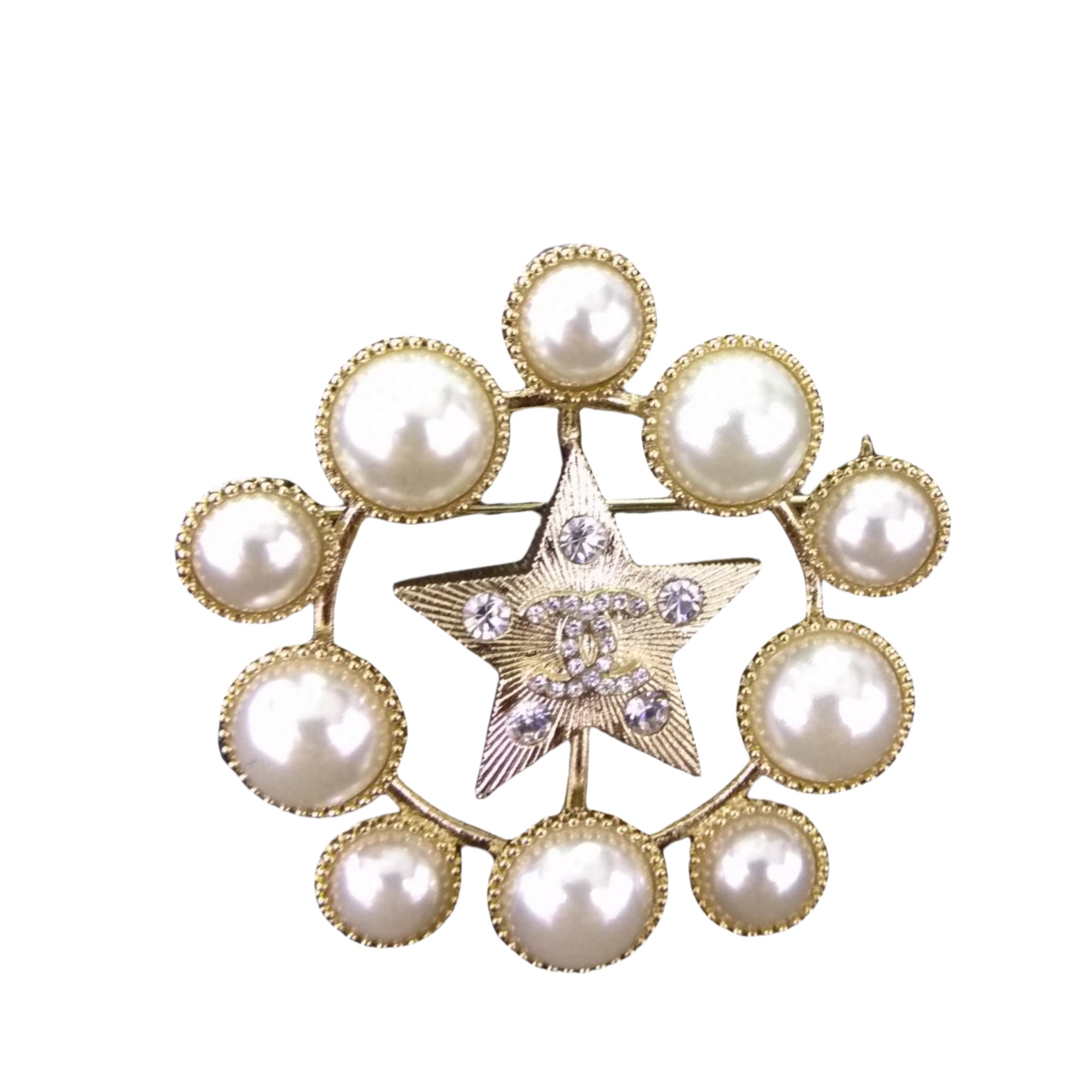 BCB291 Star and Pearls cc brooch pin - ccjewelryacc