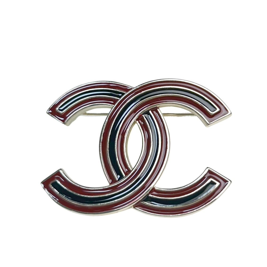 BCB353 Red and black enamel CC Logo brooch - ccjewelryacc