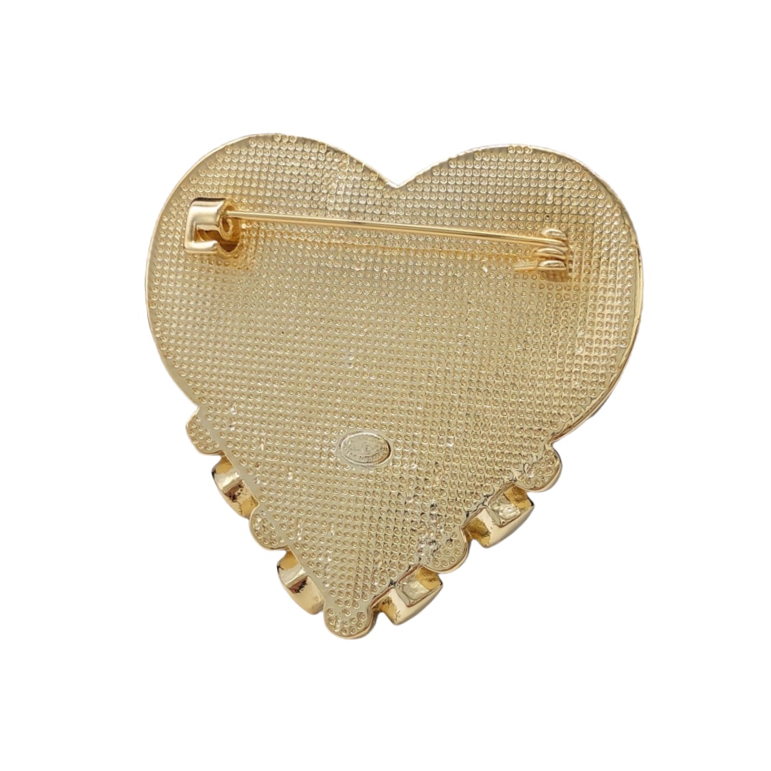 BCB220 Black heart shape with Starry sky and cc logo brooch pin - ccjewelryacc