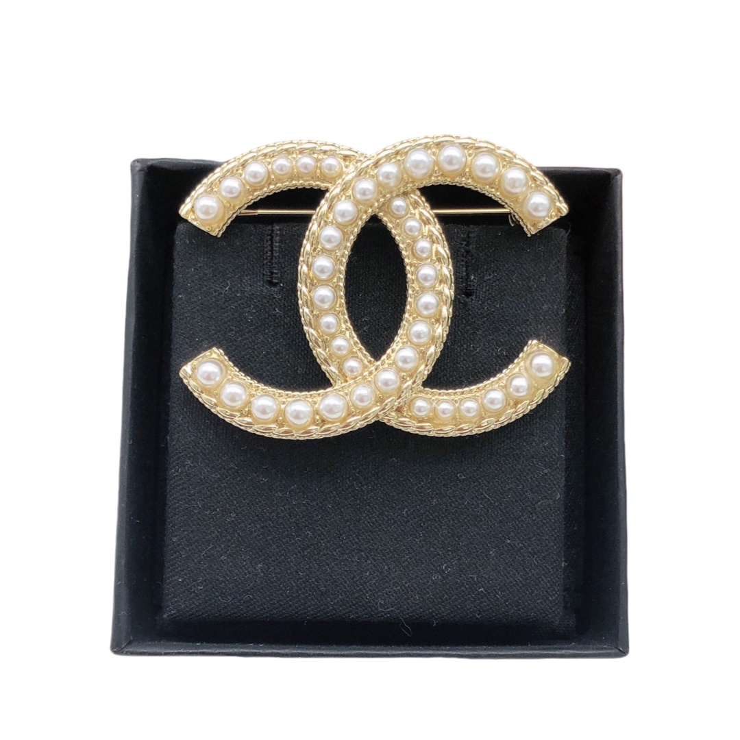 BCB376 Metal pearls cc brooch pin - ccjewelryacc