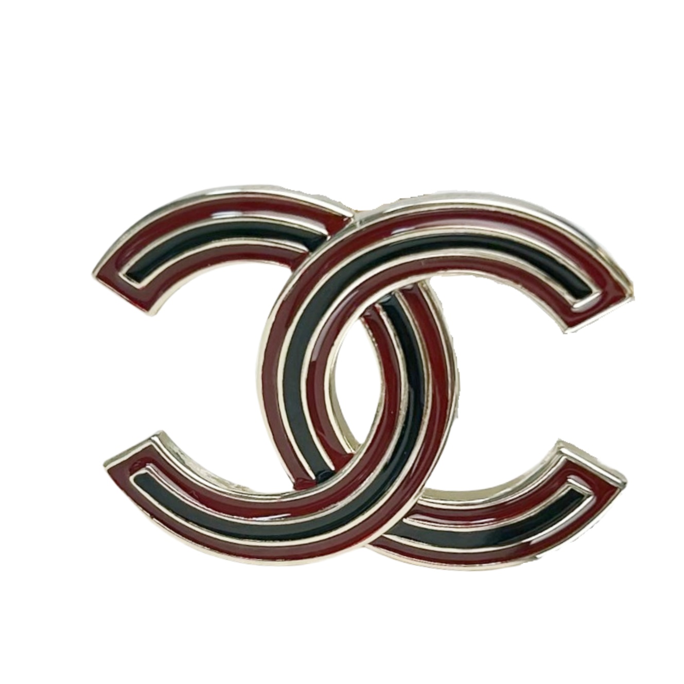 BCB353 Red and black enamel CC Logo brooch - ccjewelryacc