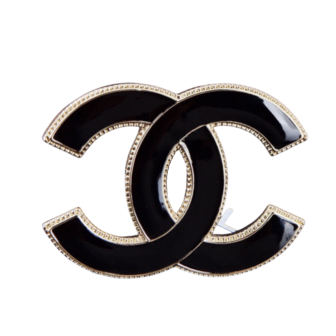BCB052 Black/white enamel CC logo brooch - ccjewelryacc