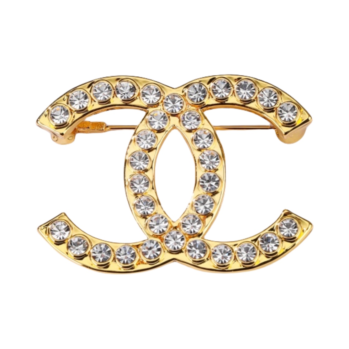 BCB131 Metal crystal cc logo brooch pin - ccjewelryacc