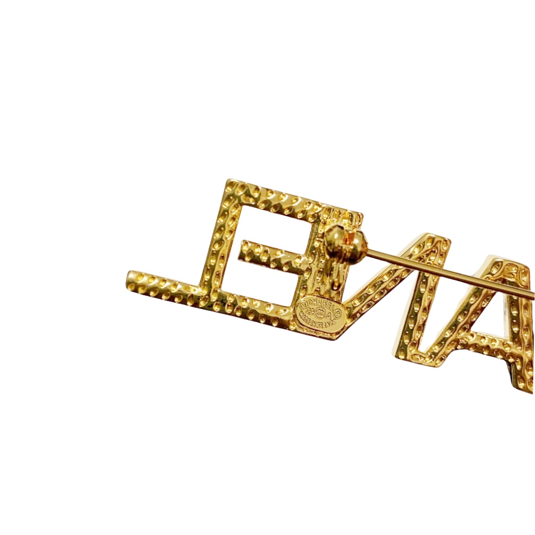 BCB209 Metal Crystal C H A N E L Letters brooch pin - ccjewelryacc