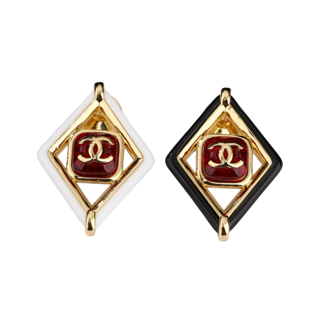 BCB231 Rhombus and Heart shape resin with cc logo brooch pin - ccfashionjewelry