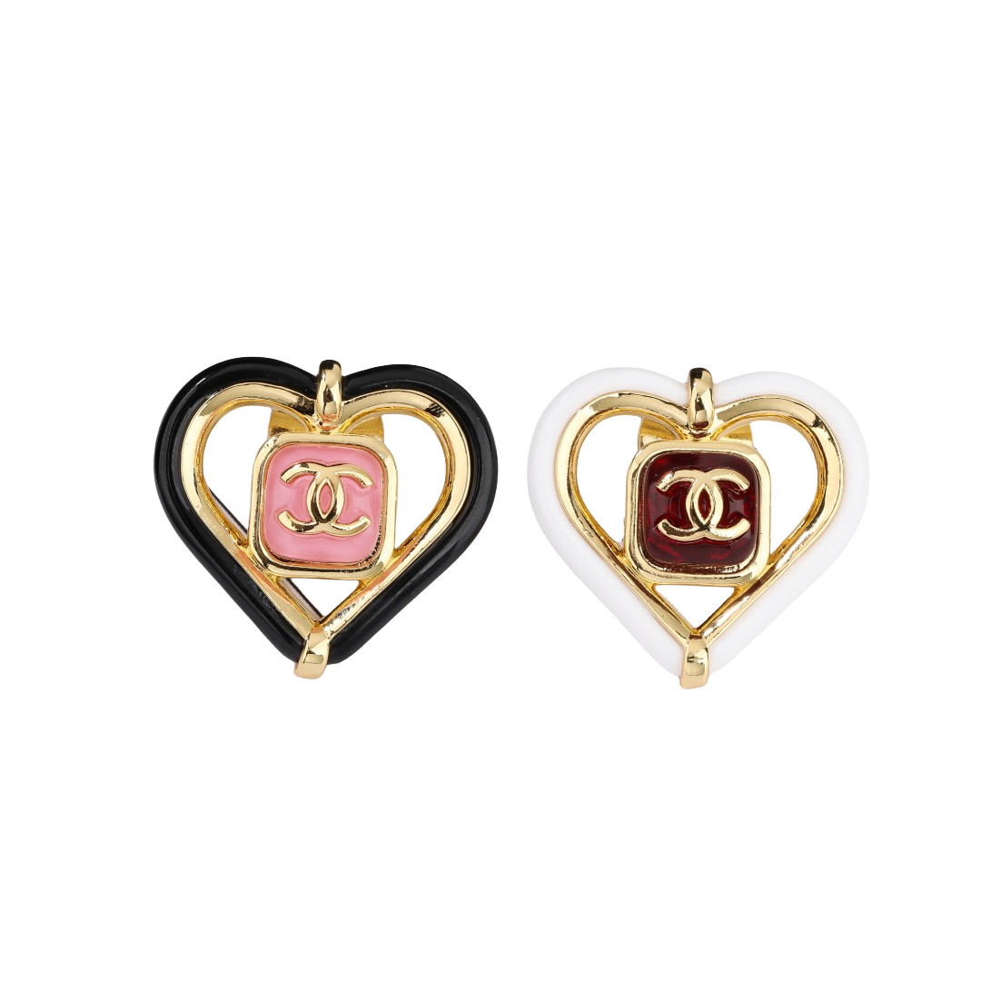BCB231 Rhombus and Heart shape resin with cc logo brooch pin - ccjewelryacc
