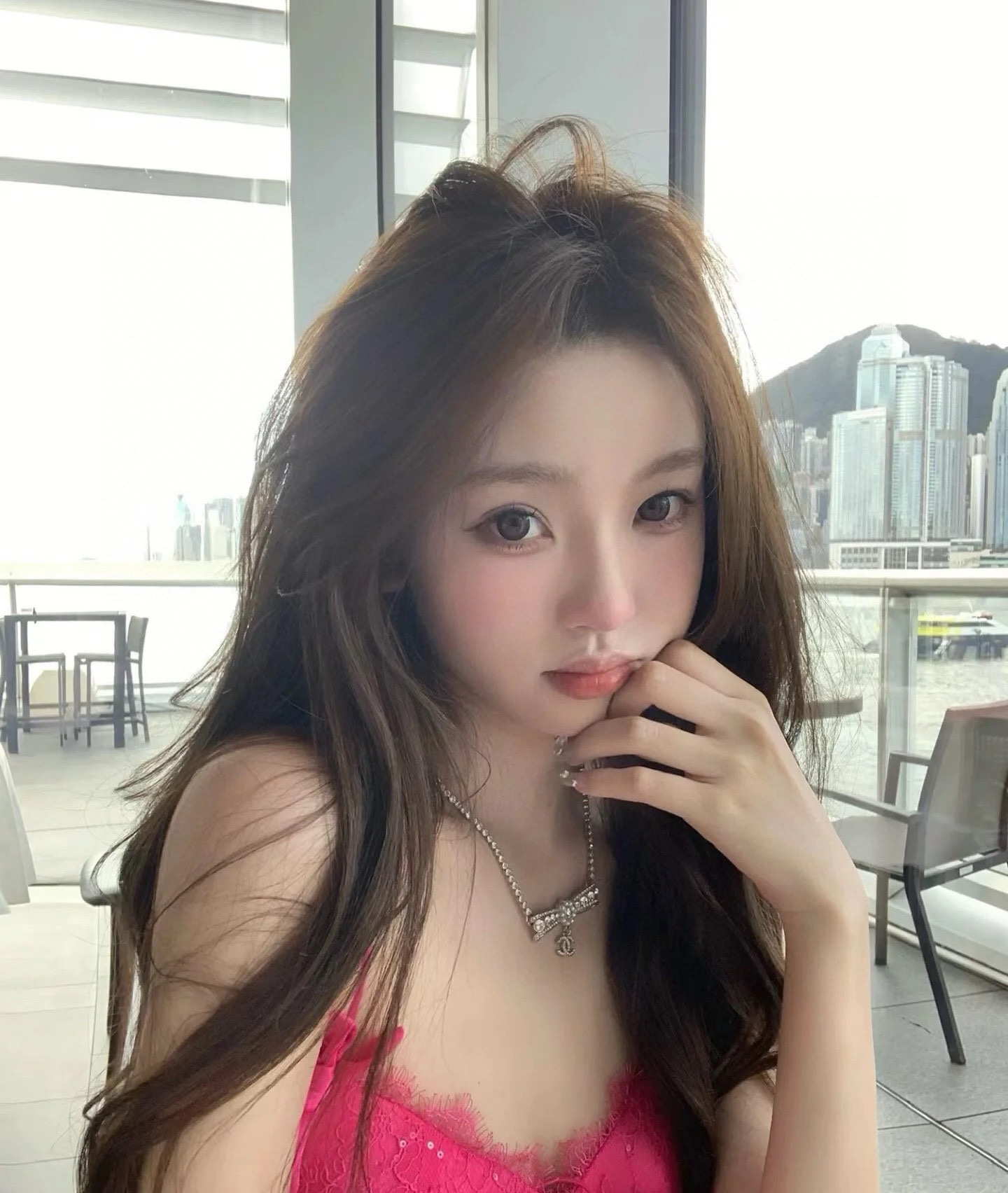 CCN144 Crystal bow with CC logo choker necklace - ccjewelryacc