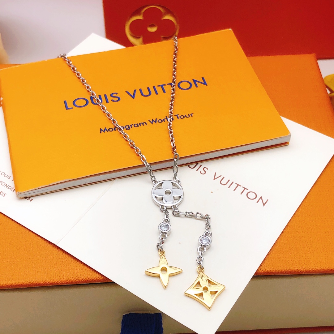 LVN110 Metal LV iconic Monogram charms tassels necklace - ccjewelryacc