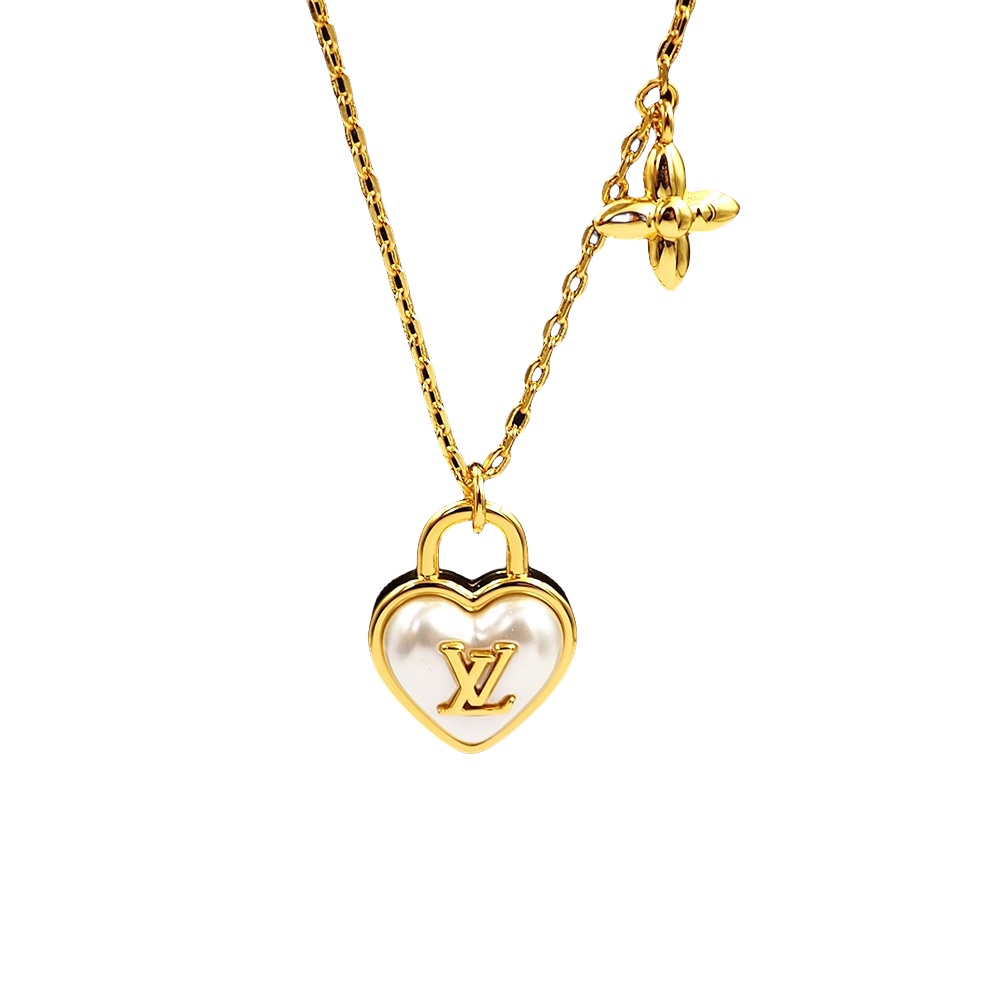 LVN087 Designer LV Heart Padlock Pendant necklace - ccjewelryacc