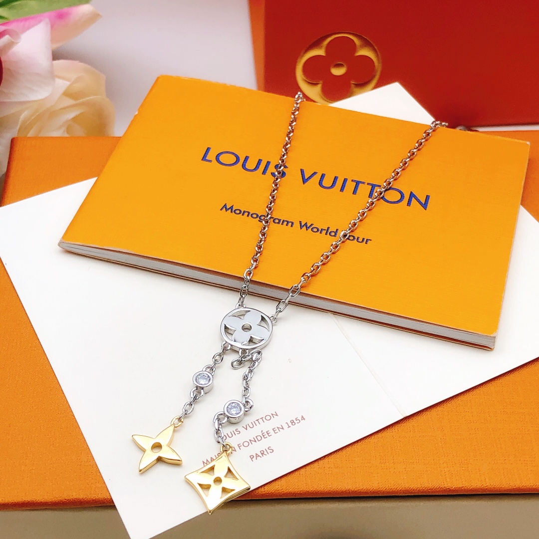 LVN110 Metal LV iconic Monogram charms tassels necklace - ccjewelryacc