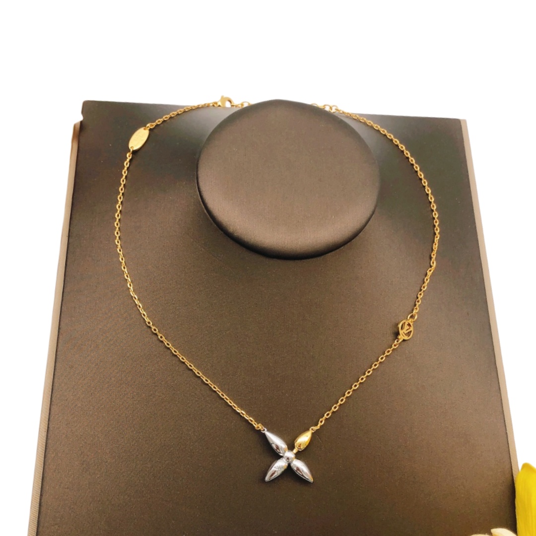 LVN105 Louis Vuitton Metal Louisette Necklace Gold - ccfashionjewelry