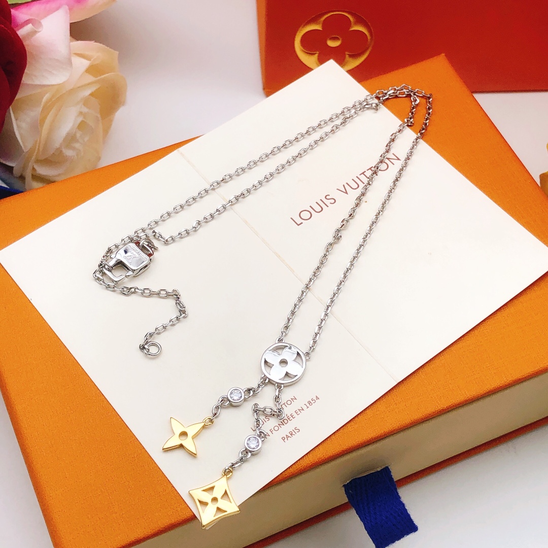 LVN110 Metal LV iconic Monogram charms tassels necklace - ccjewelryacc