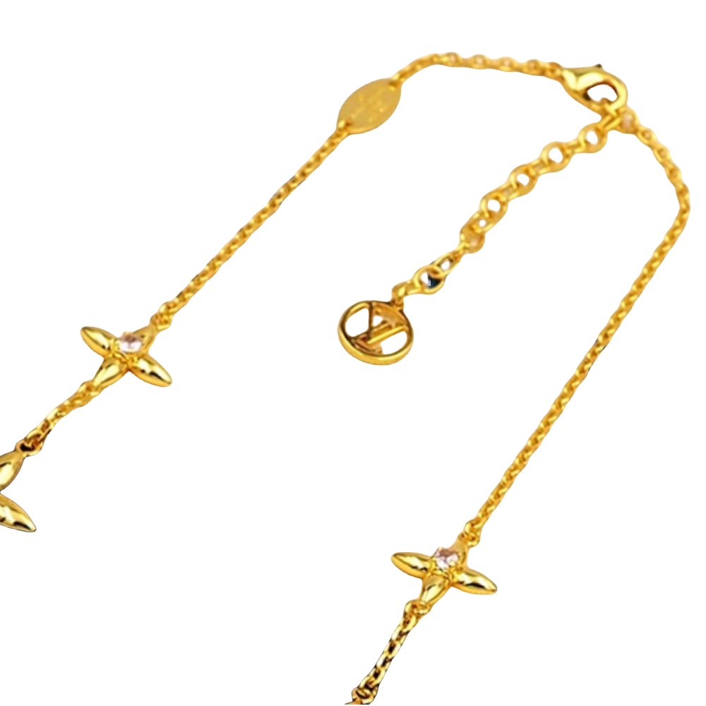 LVN086 Designer Monogram cross Louisette Signature Necklace - ccjewelryacc