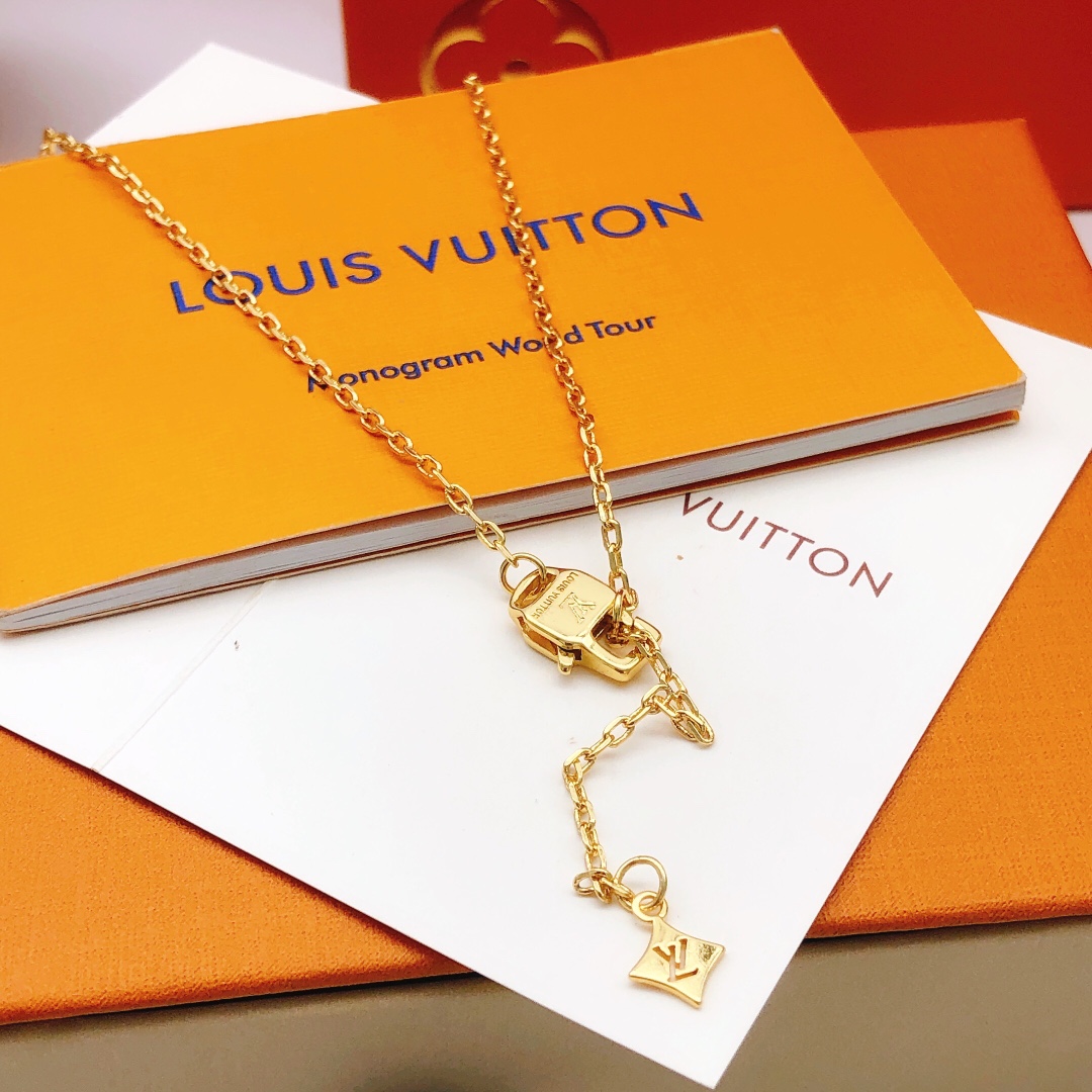 LVN109 Metal LV Double chain IDYLLE BLOSSOM iconic Monogram charms necklace - ccjewelryacc