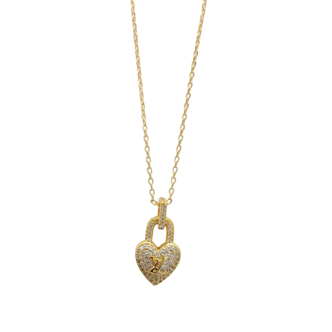 LVN112 Metal Ful crystal Heart pendant necklace - ccjewelryacc