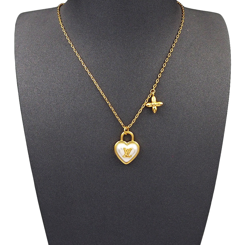 LVT018 Vuitton Heart Padlock necklace bracelet stud earrings - ccfashionjewelry