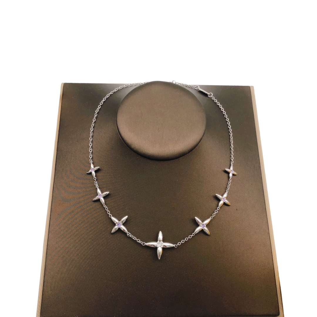 LVN086 Designer Monogram cross Louisette Signature Necklace - ccjewelryacc