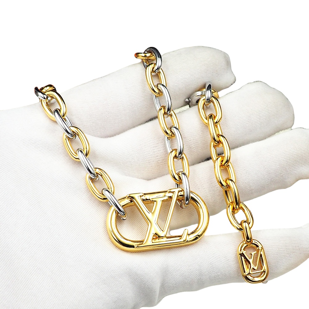 LVN060 M00593 Everyday Chain LV Necklace bracelet earrings set for men women - ccjewelryacc