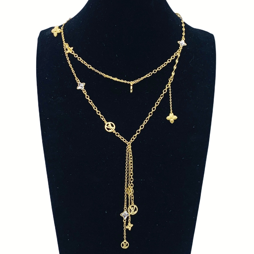 LVN101 vuitton monogram flower tassels necklace - ccjewelryacc