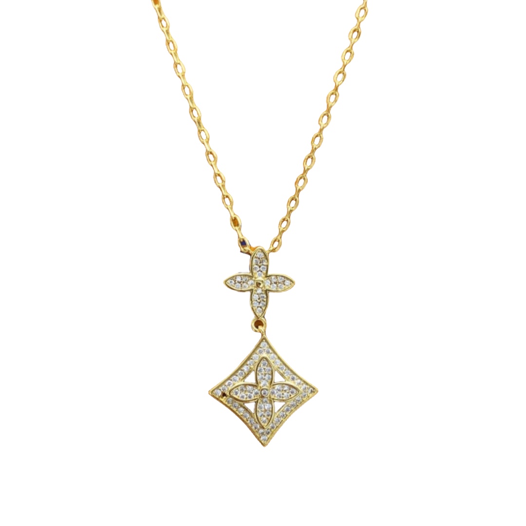 LVN108 Metal crystal LV Idylle Blossom Medaillon pendant necklace - ccfashionjewelry