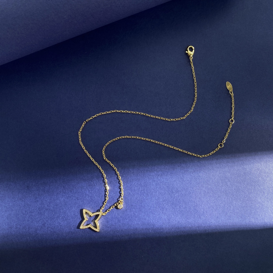 LVN020 vuitton crystal monogram flower necklace - ccjewelryacc