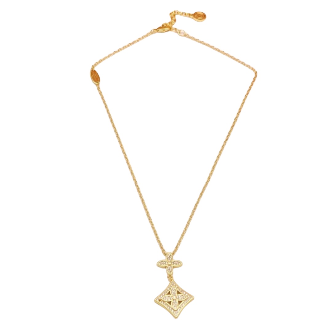 LVN108 Metal crystal LV Idylle Blossom Medaillon pendant necklace - ccjewelryacc