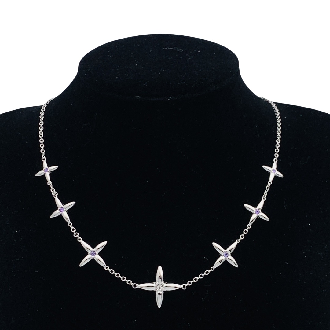 LVN086 Designer Monogram cross Louisette Signature Necklace - ccjewelryacc