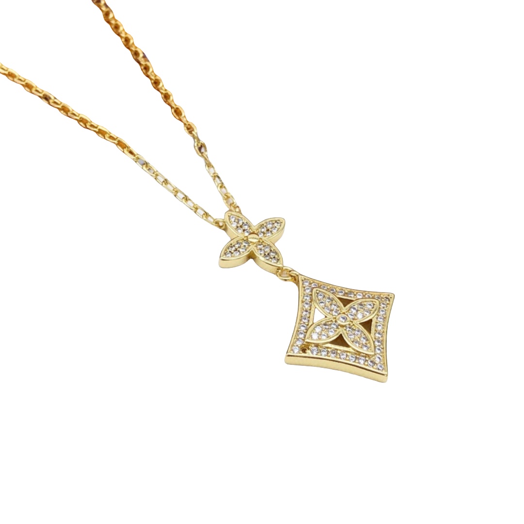 LVN108 Metal crystal LV Idylle Blossom Medaillon pendant necklace - ccjewelryacc