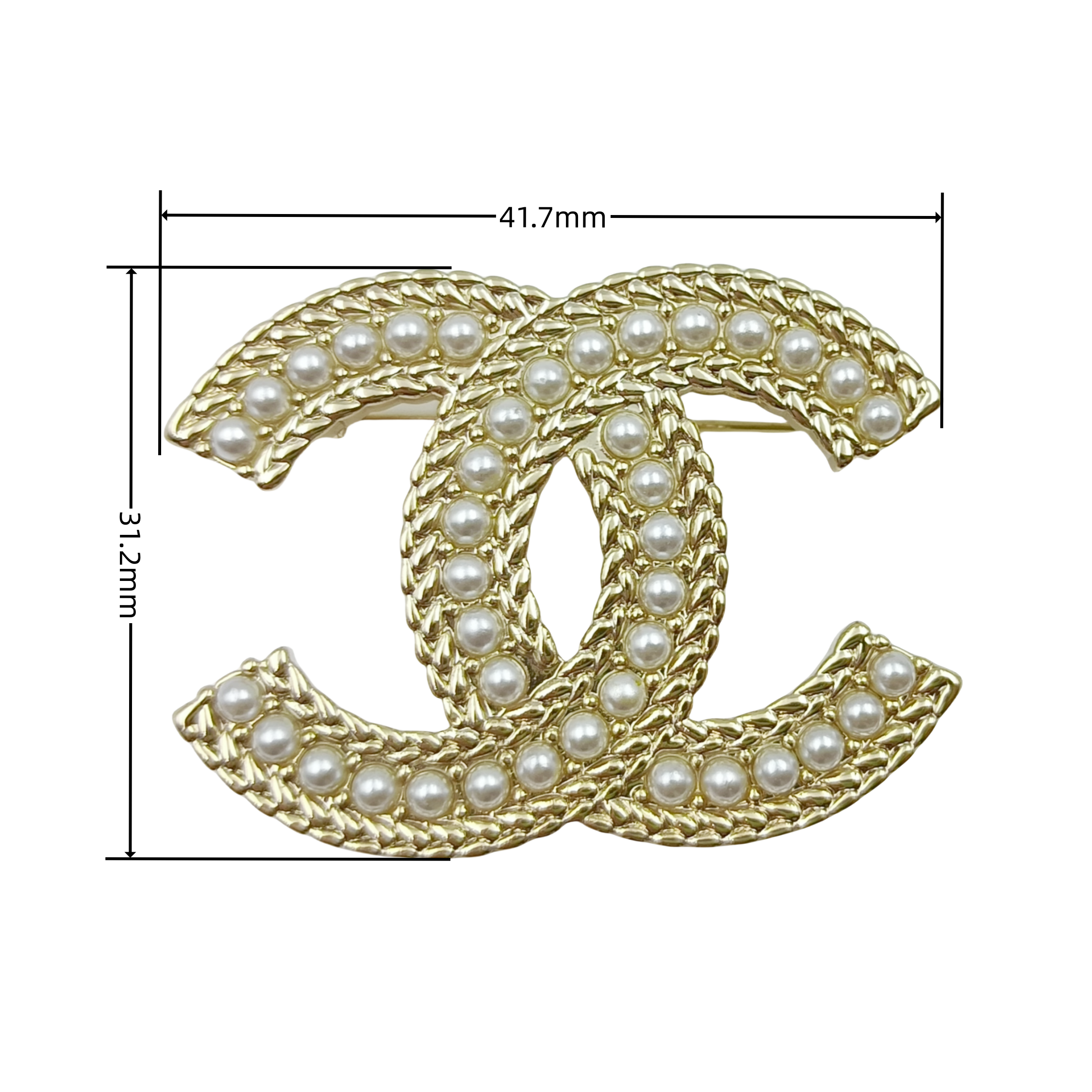 BCB060 Pearl and metal ear of wheat pattern edge CC logo brooch pines - ccjewelryacc