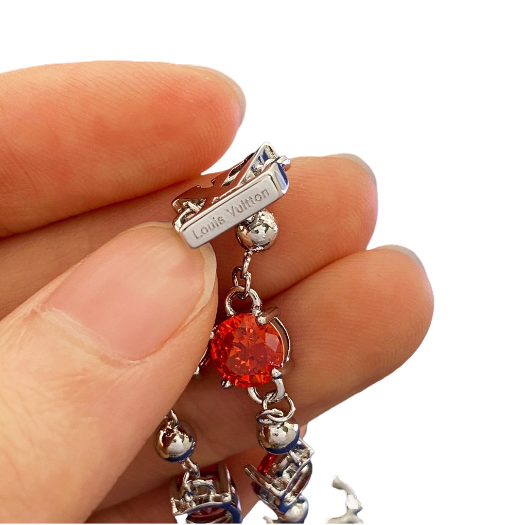 LVN111 Metal Colorful crystal  LV iconic charms choker necklace - ccjewelryacc