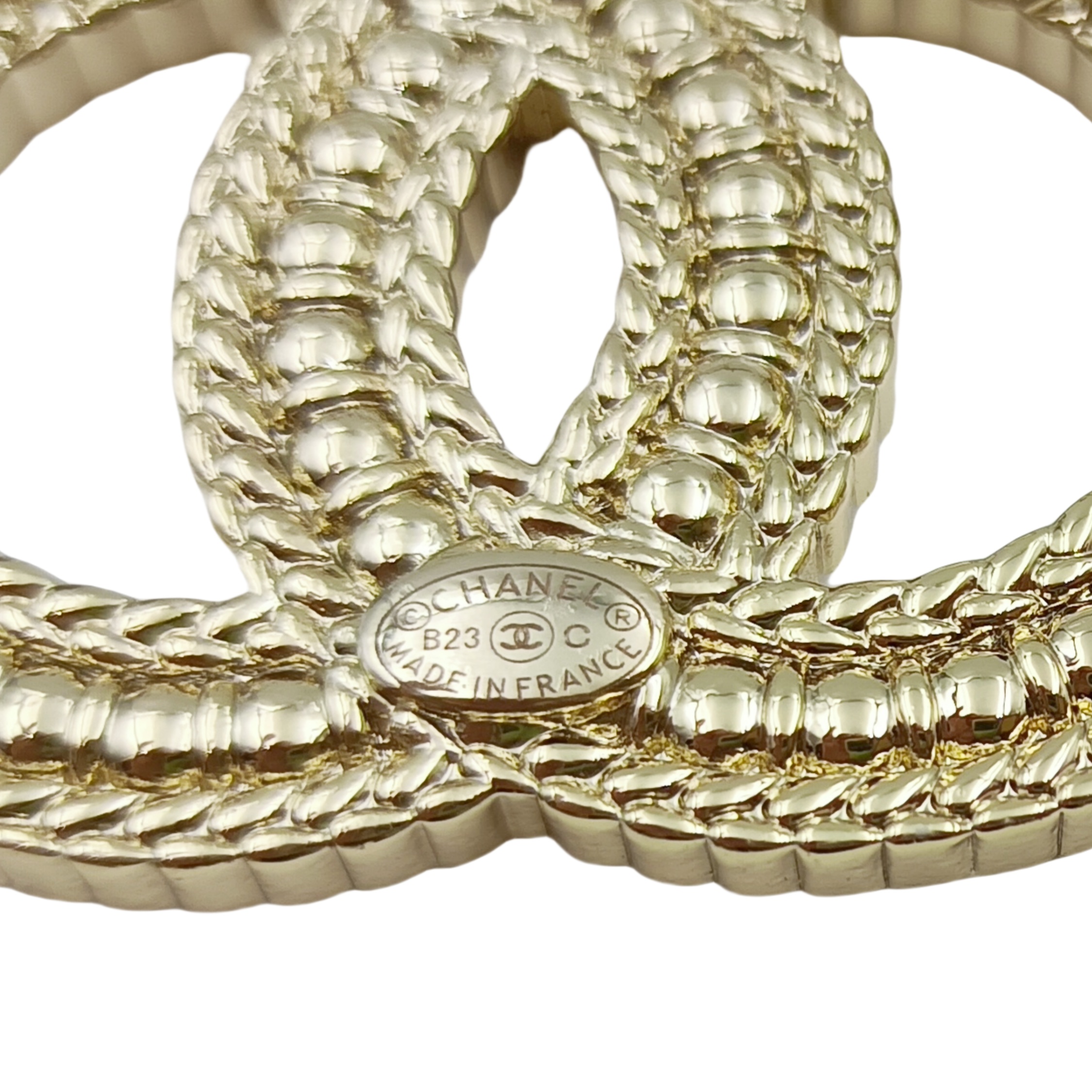 BCB060 Pearl and metal ear of wheat pattern edge CC logo brooch pines - ccjewelryacc