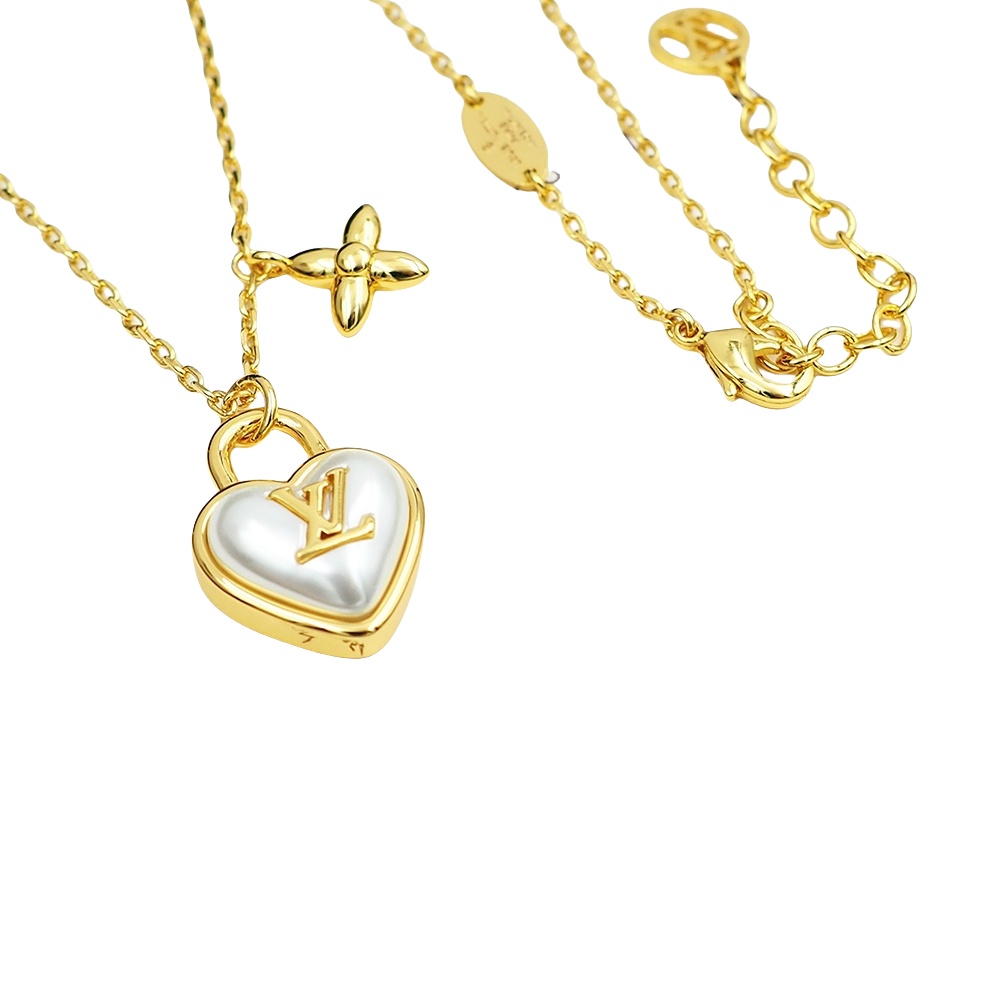 LVN087 Designer LV Heart Padlock Pendant necklace - ccjewelryacc