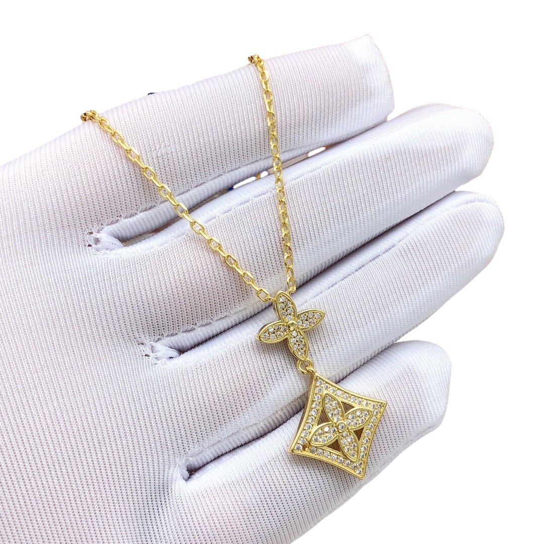 LVN108 Metal crystal LV Idylle Blossom Medaillon pendant necklace - ccfashionjewelry