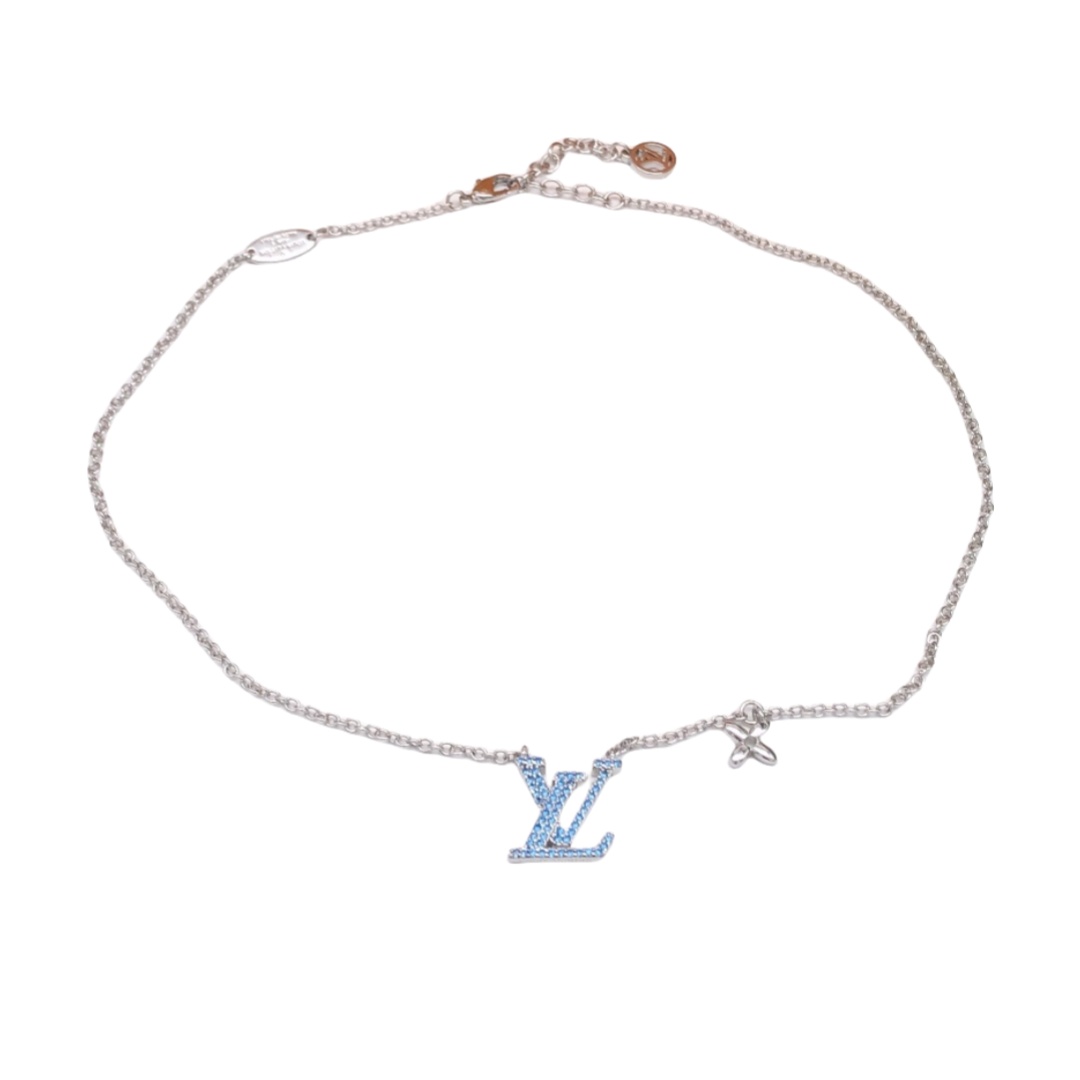 LVN104 Blue Crystal VL iconic pendant necklace - ccjewelryacc