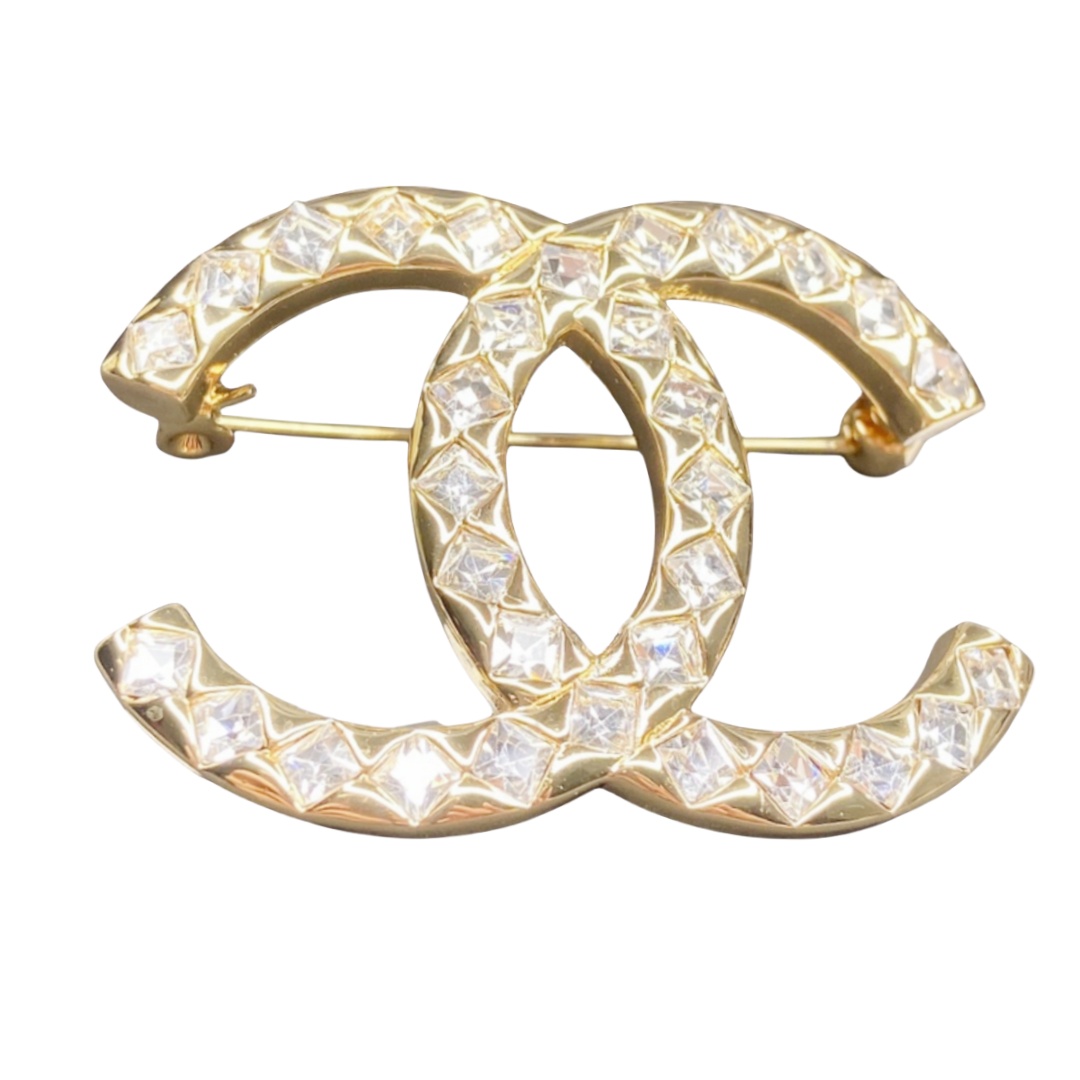 BCB142 Diamond shape diamond cc  logo brooch pin - ccjewelryacc