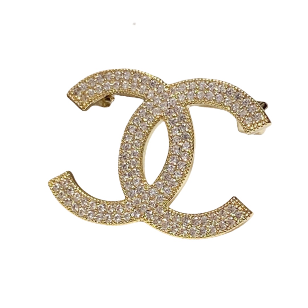 BCB212 Full crystal  CC logo brooch pin - ccjewelryacc