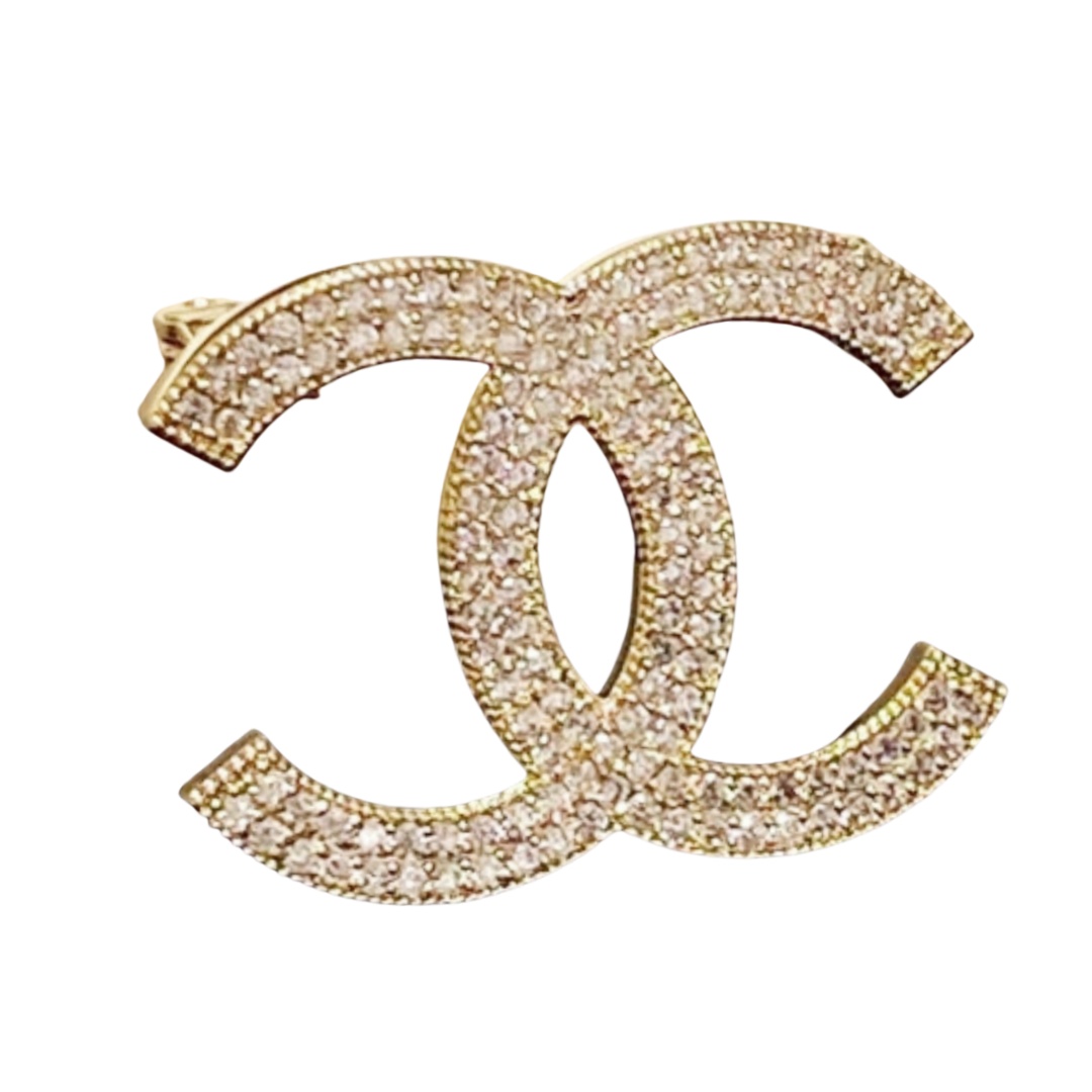 BCB212 Full crystal  CC logo brooch pin - ccjewelryacc