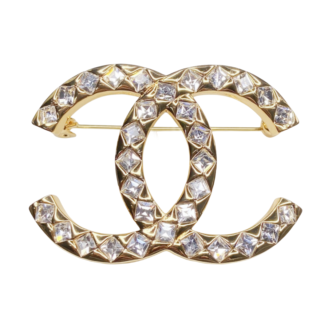 BCB142 Diamond shape diamond cc  logo brooch pin - ccjewelryacc