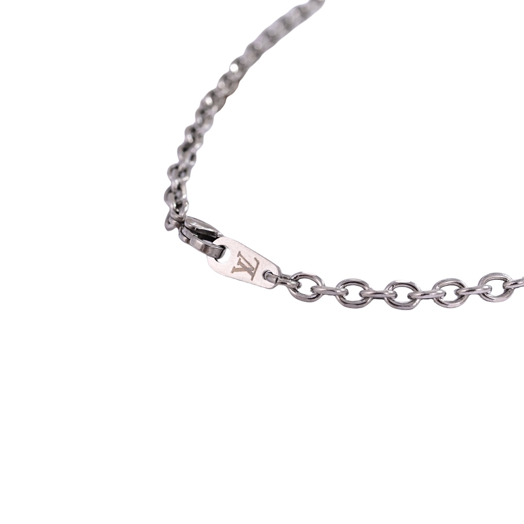 LVN002 LV Monogram bold letters Tricolor square metal ring necklace - ccjewelryacc