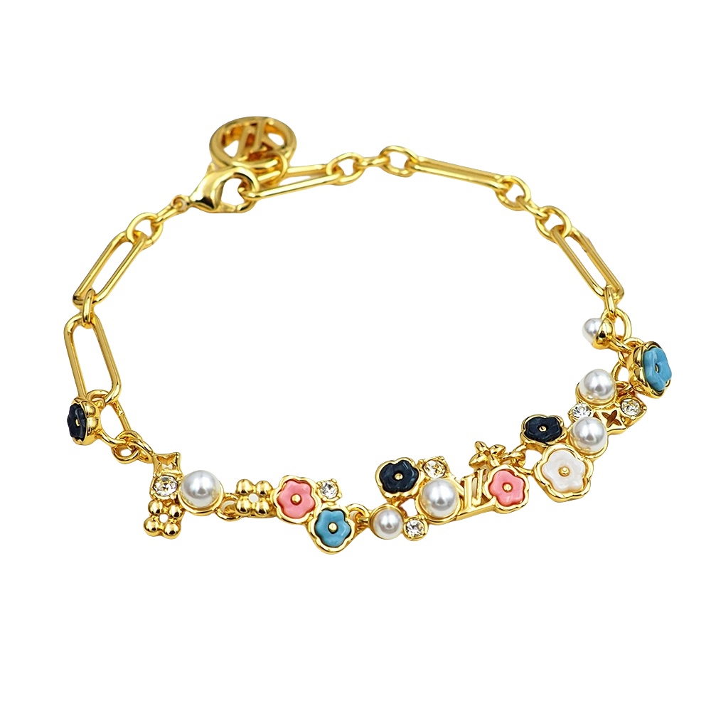LVS046 Pearls and flower LV Botanica bracelet - ccjewelryacc