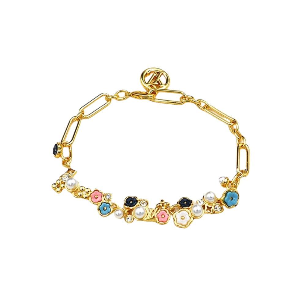 LVS046 Pearls and flower LV Botanica bracelet - ccjewelryacc