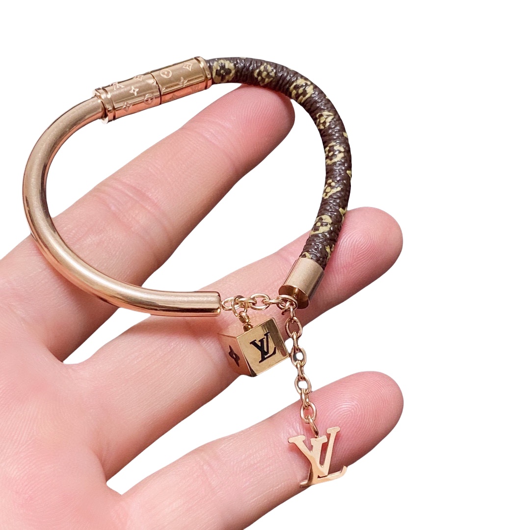LVS028 Louis leather Dice Bracelet for men - ccjewelryacc