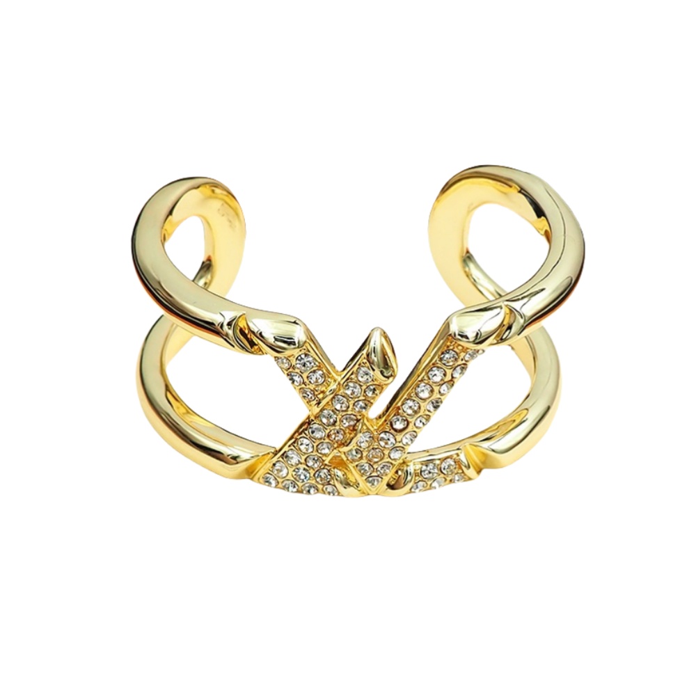 LVS027 LV Volt One Cuff, Yellow Gold And Diamonds for men women - ccjewelryacc