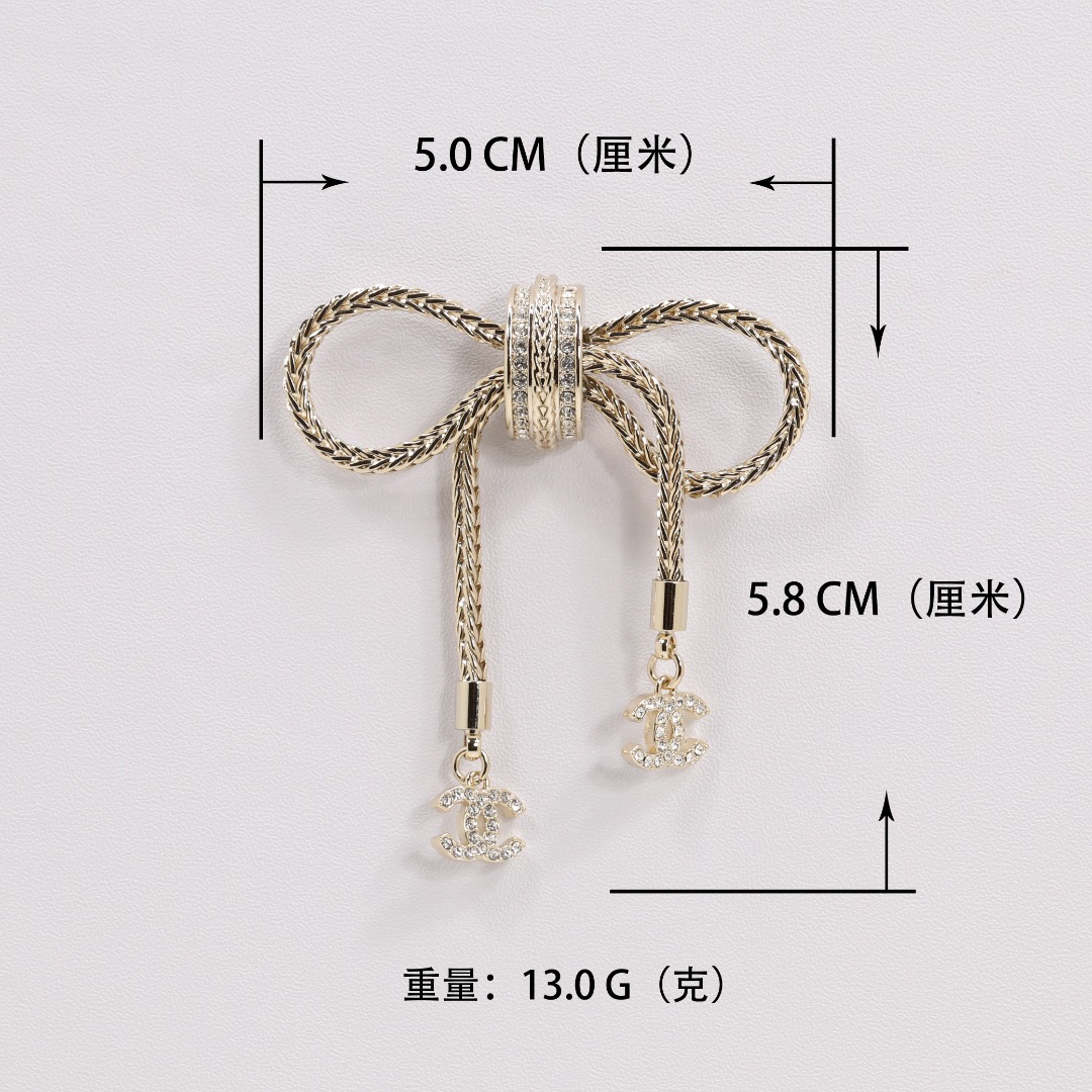 BCB460 Bow cc logo and round cc brooch pin - ccjewelryacc