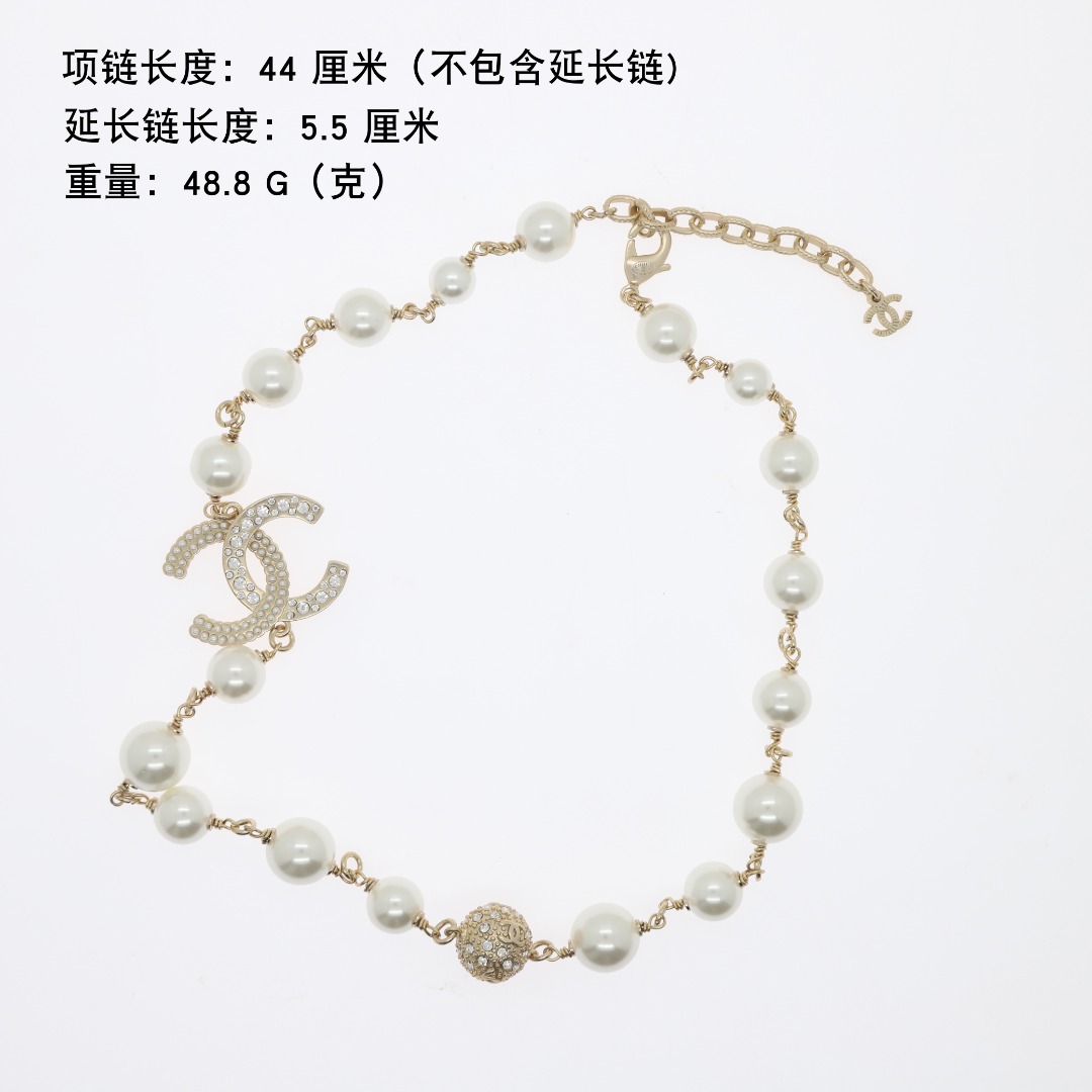 CCN130 Pearl and crystal CC Choker necklace - ccjewelryacc